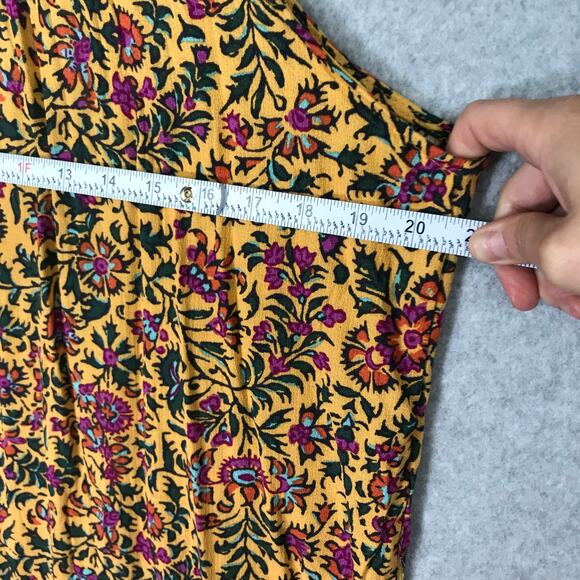 Cynthia‎ Rowley Top Women Large Yellow Blouse Tank Flowy Boho Western Cottage - Picture 5 of 10